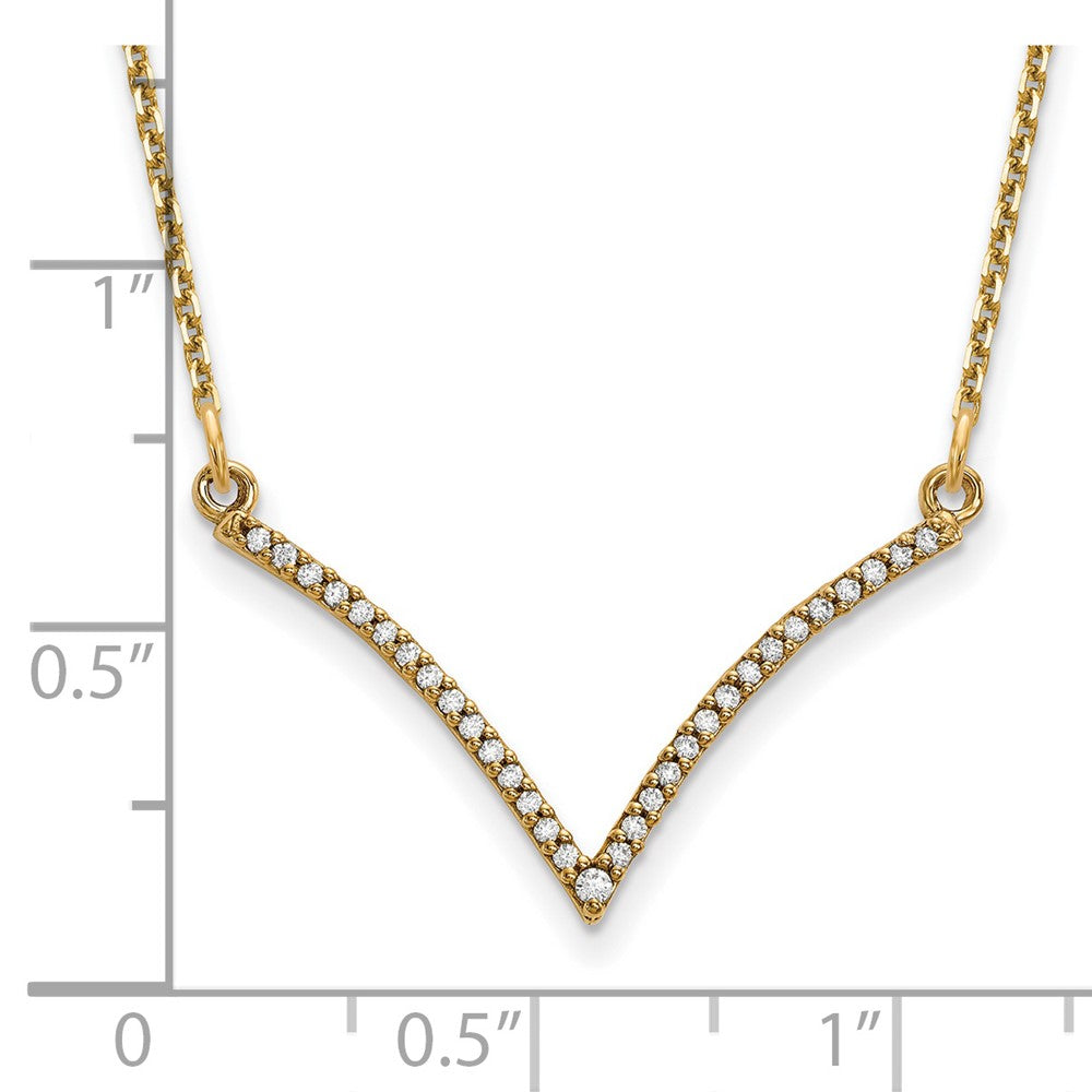 14k yellow gold real diamond v necklace xp5028aa