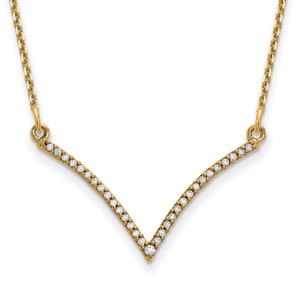 14k yellow gold real diamond v necklace xp5028aa