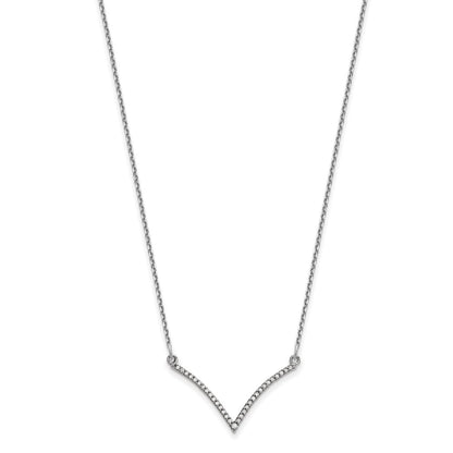 14k white gold real diamond v necklace xp5028wa