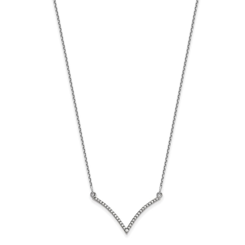 14k white gold real diamond v necklace xp5028wa
