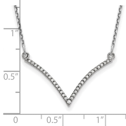 14k white gold real diamond v necklace xp5028waaa