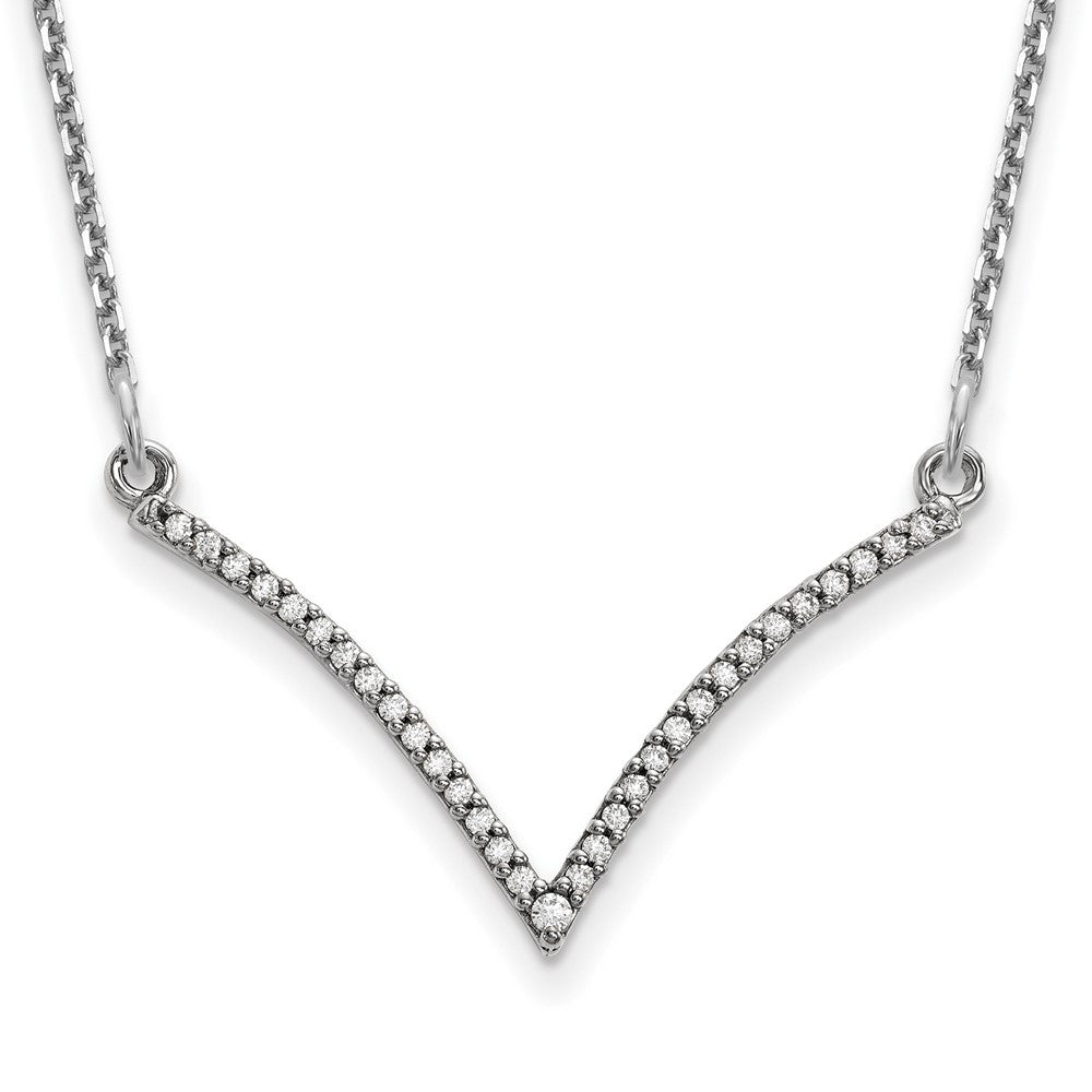 14k white gold real diamond v necklace xp5028waa