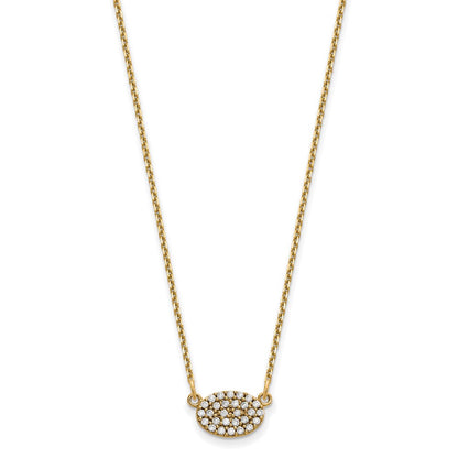 14k yellow gold real diamond cluster oval necklace xp5029aaa