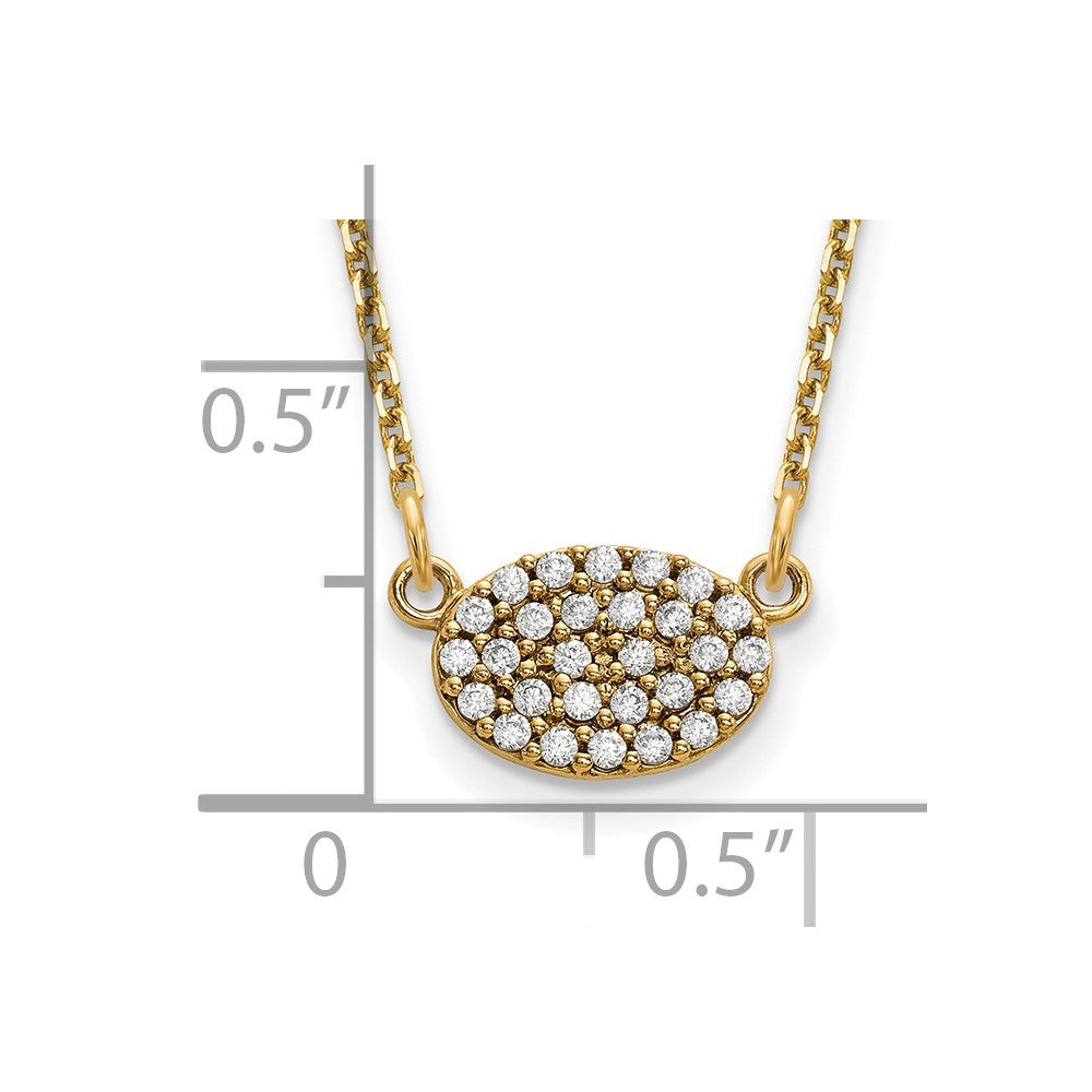 14K Yellow Gold Real Diamond Cluster Oval Necklace