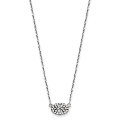 14k white gold real diamond cluster oval necklace xp5029waaa