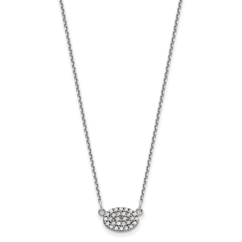 14k white gold real diamond cluster oval necklace xp5029waaa