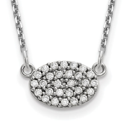 14k white gold real diamond cluster oval necklace xp5029waaa