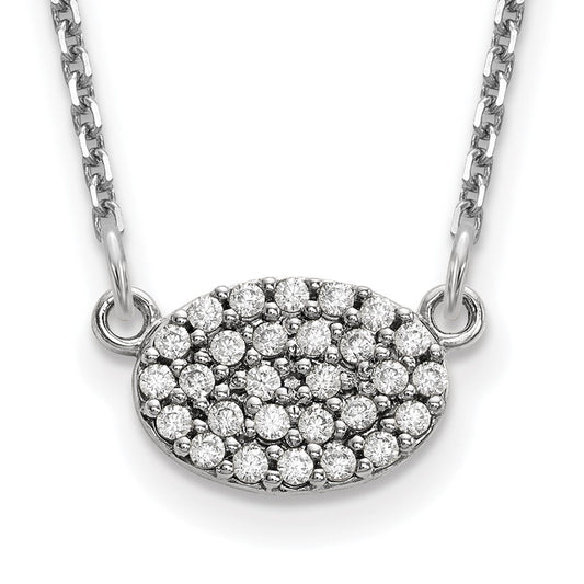 14k white gold real diamond cluster oval necklace xp5029waaa