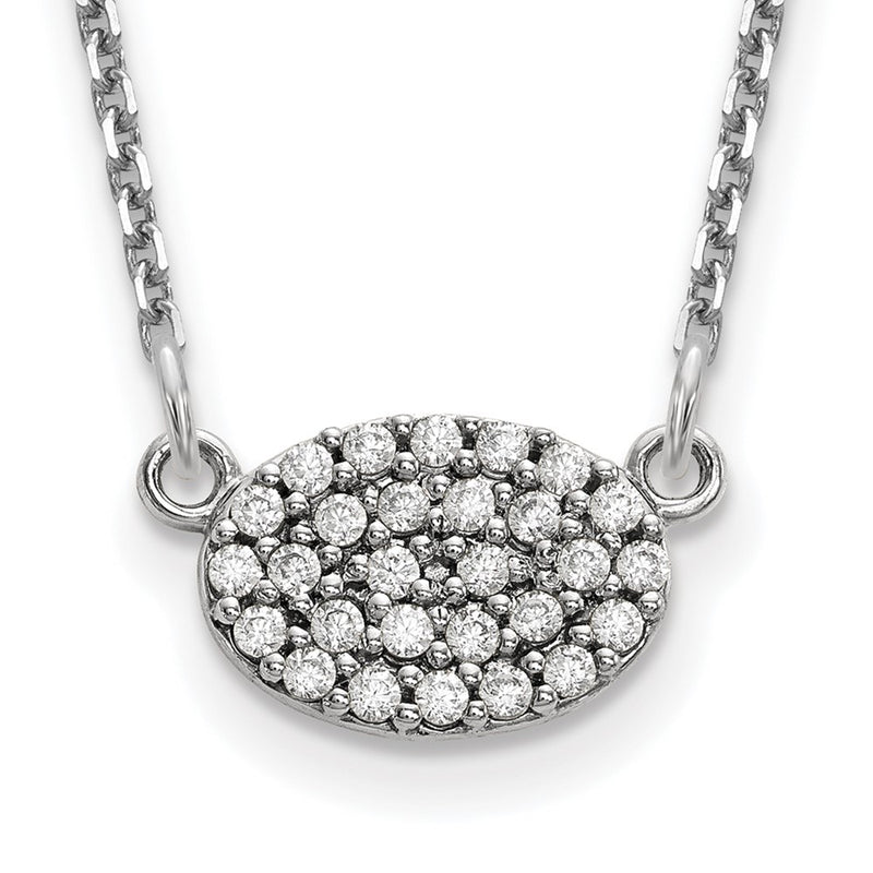 14k white gold real diamond cluster oval necklace xp5029waaa