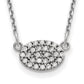 14k White Gold Real Diamond Cluster Oval Necklace