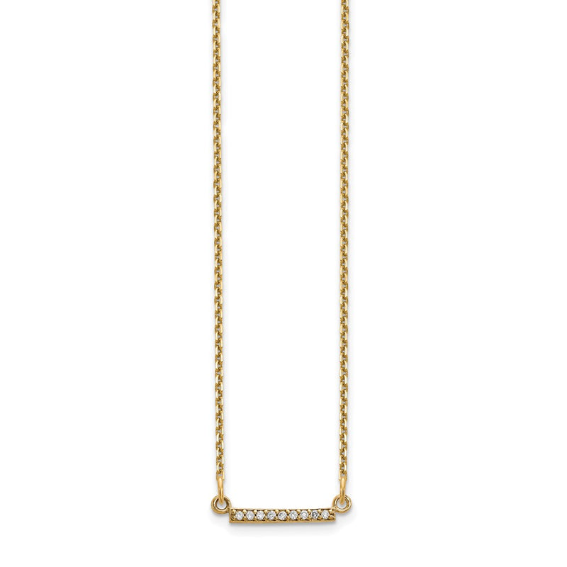 14K Yellow Gold Real Diamond Tiny Bar Necklace