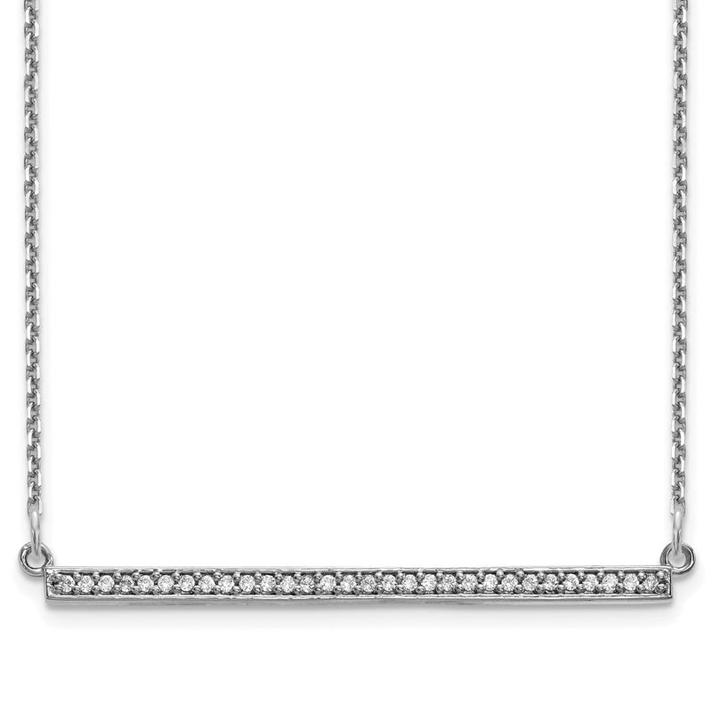14k White Gold Real Diamond Bar Necklace