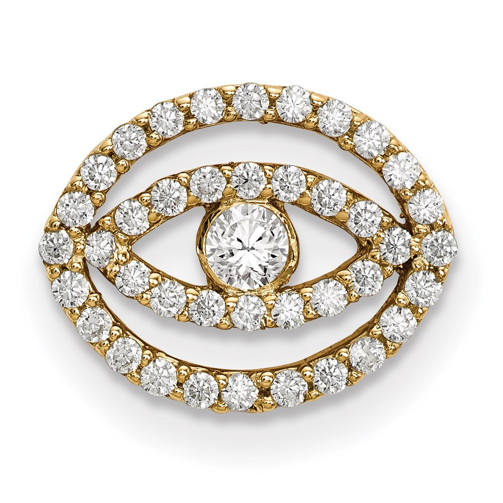 14ky Small Diamond Halo Evil Eye Pendant