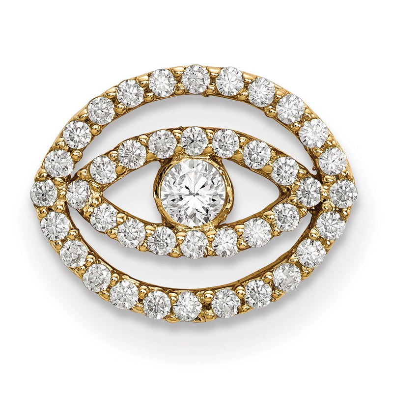 14ky Small Diamond Halo Evil Eye Pendant