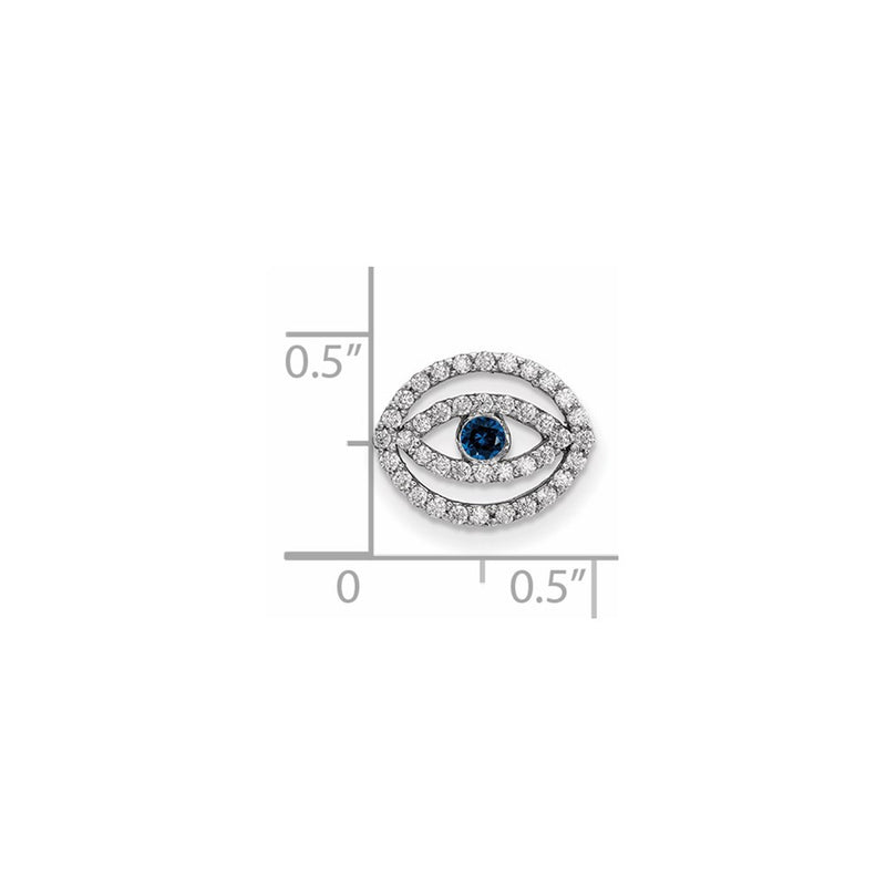 14k White Gold Small Diamond and Sapphire Halo Evil Eye Pendant