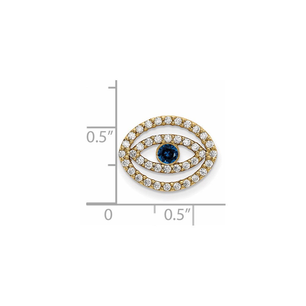 14ky Medium Diamond and Sapphire Halo Evil Eye Pendant