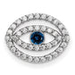 14k White Gold Medium Diamond and Sapphire Halo Evil Eye Pendant