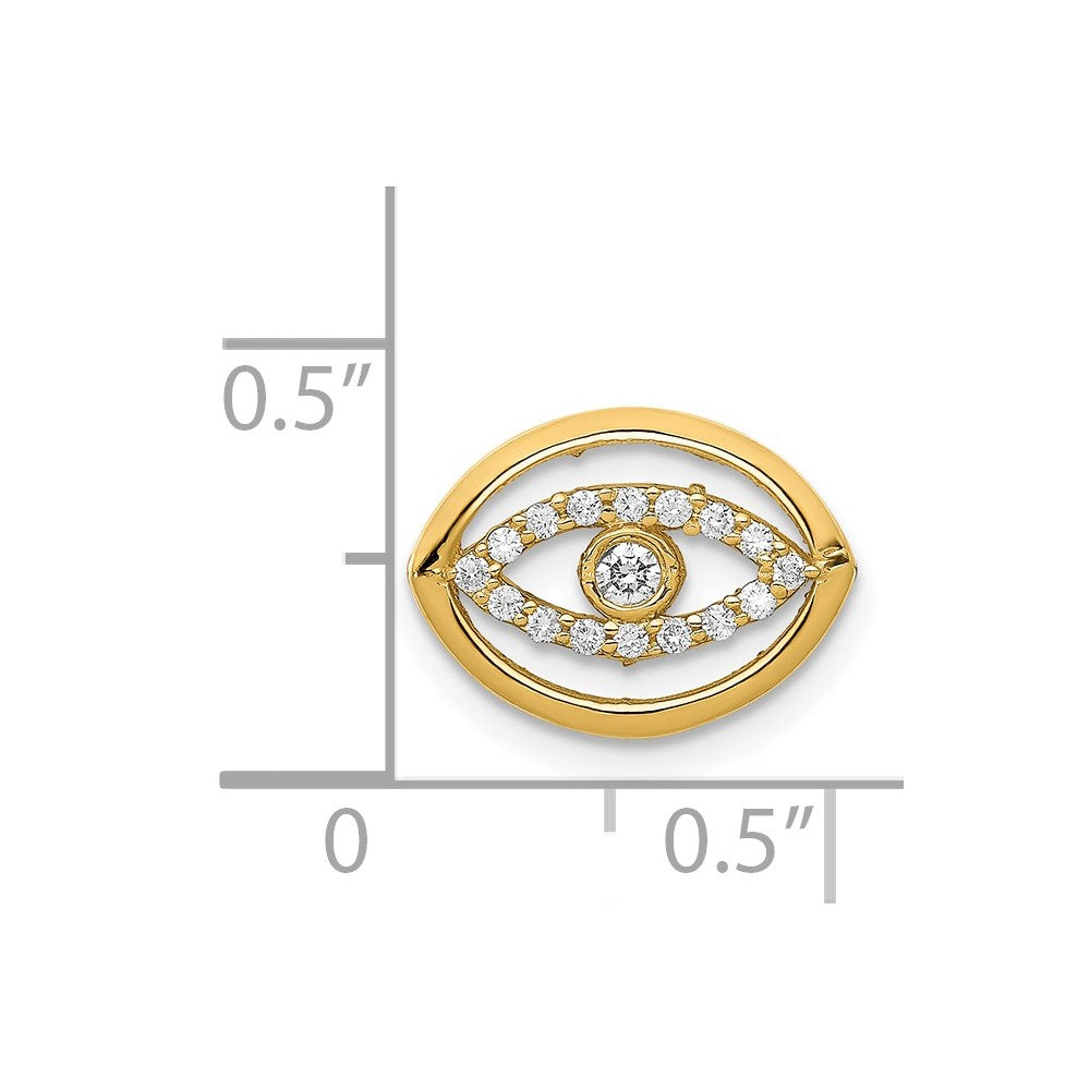 14ky 1/10ct. Diamond Gold Halo Evil Eye Chain Slide