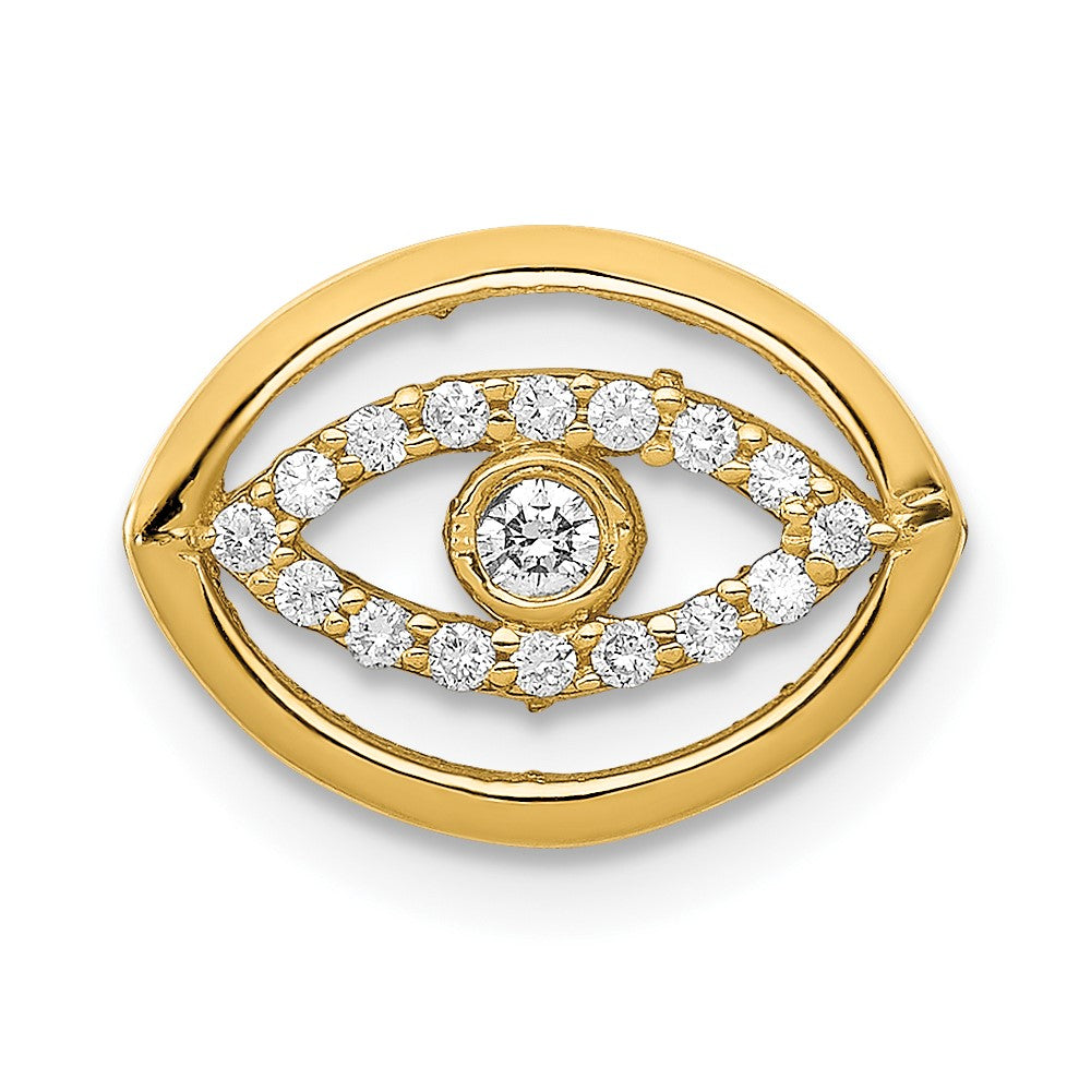 14ky 1/10ct. Diamond Gold Halo Evil Eye Chain Slide