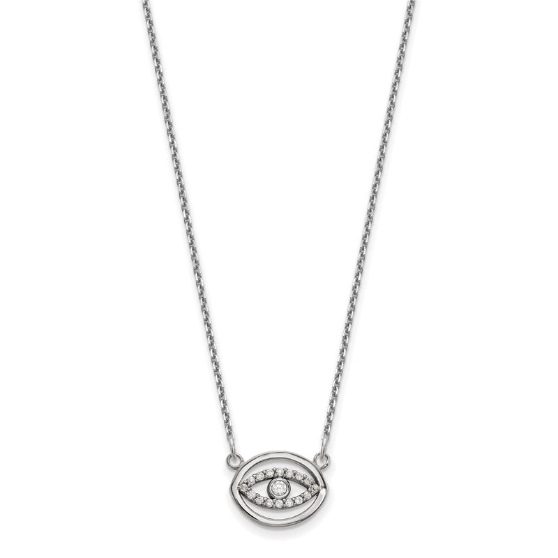 14k white gold small real diamond gold halo evil eye necklace xp5038waaa
