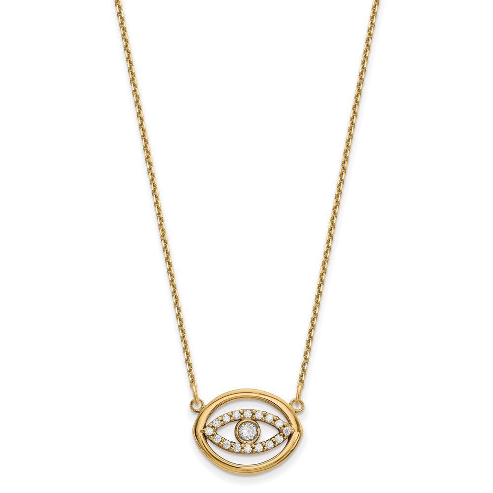 14k yellow gold medium real diamond gold halo evil eye necklace xp5039aa