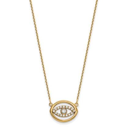 14k yellow gold medium real diamond gold halo evil eye necklace xp5039aa