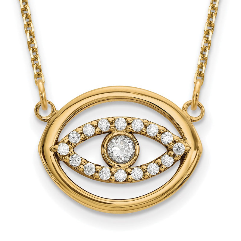 14k yellow gold medium real diamond gold halo evil eye necklace xp5039vs