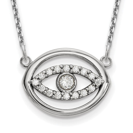 14k white gold medium real diamond gold halo evil eye necklace xp5039wvs