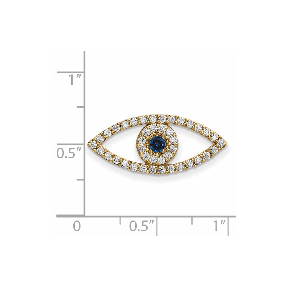 14ky Medium Diamond and Sapphire Evil Eye Pendant