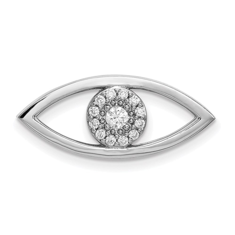 14k White Gold Medium Diamond Evil Eye Pendant