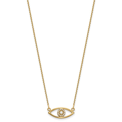 14k yellow gold small real diamond evil eye necklace xp5046vs