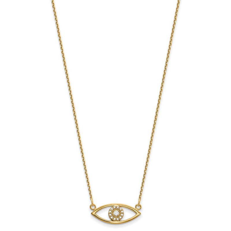 14k yellow gold small real diamond evil eye necklace xp5046vs