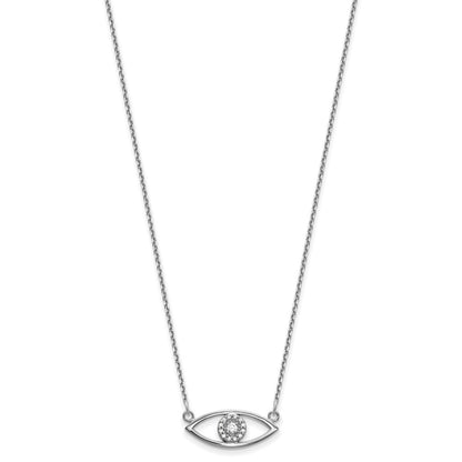 14k white gold small real diamond evil eye necklace xp5046waaa