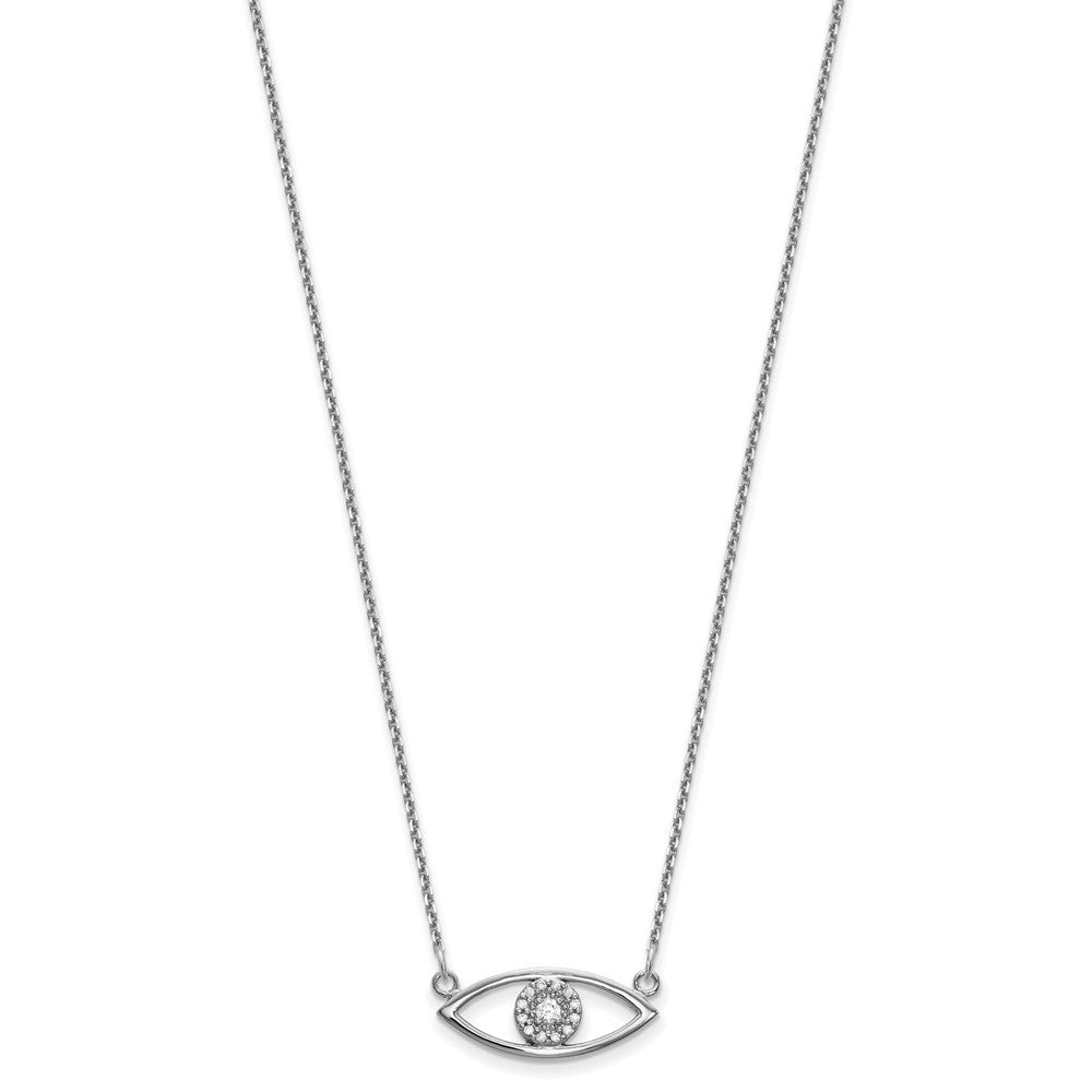 14k white gold small real diamond evil eye necklace xp5046wvs