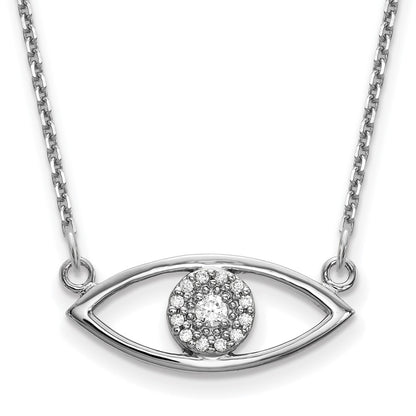 14k white gold small real diamond evil eye necklace xp5046waaa