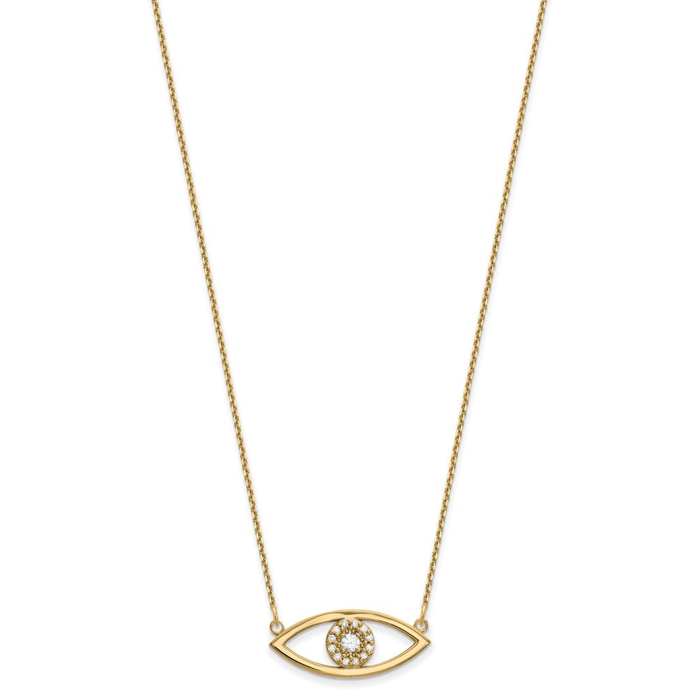 14k yellow gold medium real diamond evil eye necklace xp5047aa
