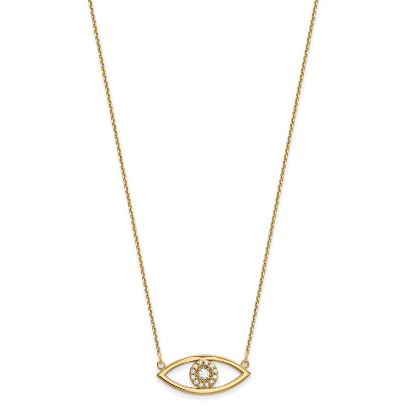 14k yellow gold medium real diamond evil eye necklace xp5047aa