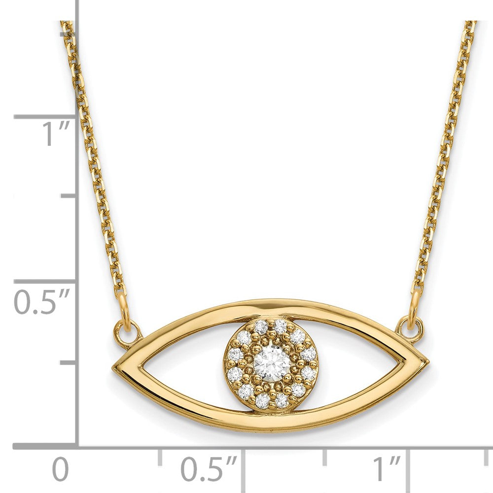 14k yellow gold medium real diamond evil eye necklace xp5047aa