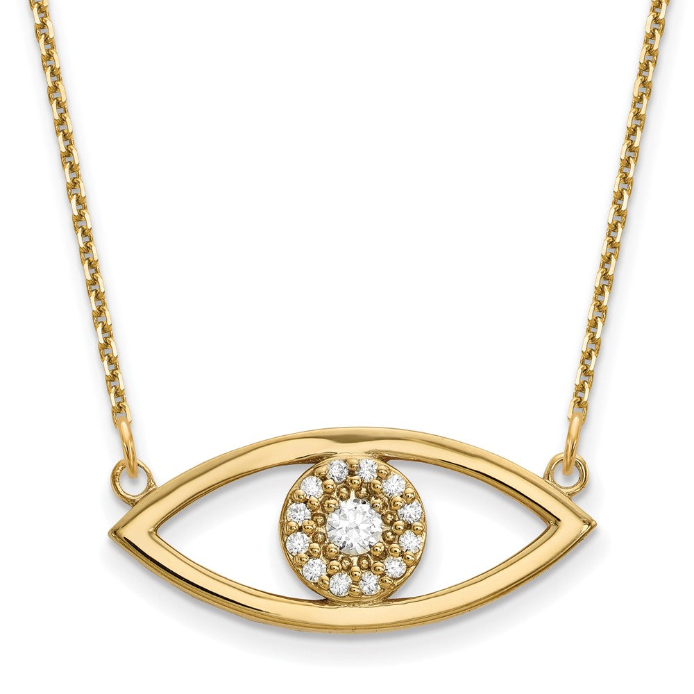 14k yellow gold medium real diamond evil eye necklace xp5047aa