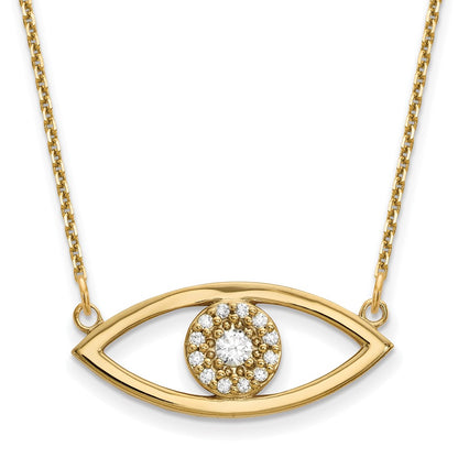 14k yellow gold medium real diamond evil eye necklace xp5047aa