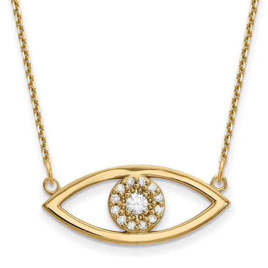 14k yellow gold medium real diamond evil eye necklace xp5047aa