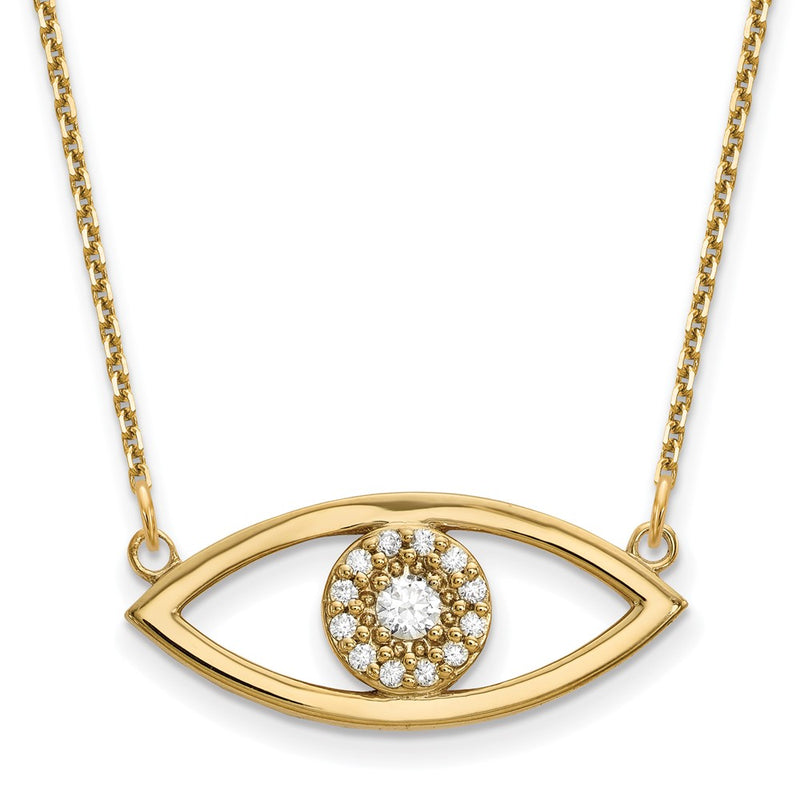 14k yellow gold medium real diamond evil eye necklace xp5047vs