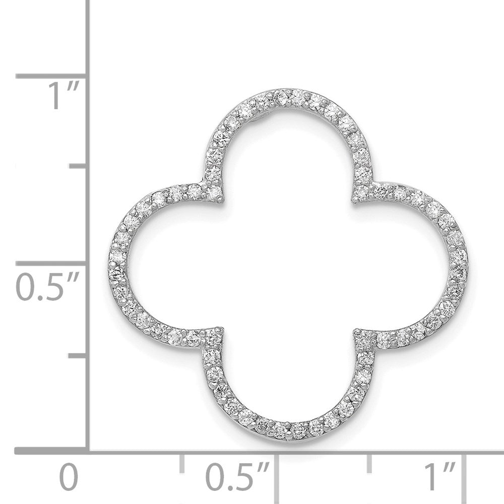 14k White Gold Medium Diamond Quatrefoil Design Pendant