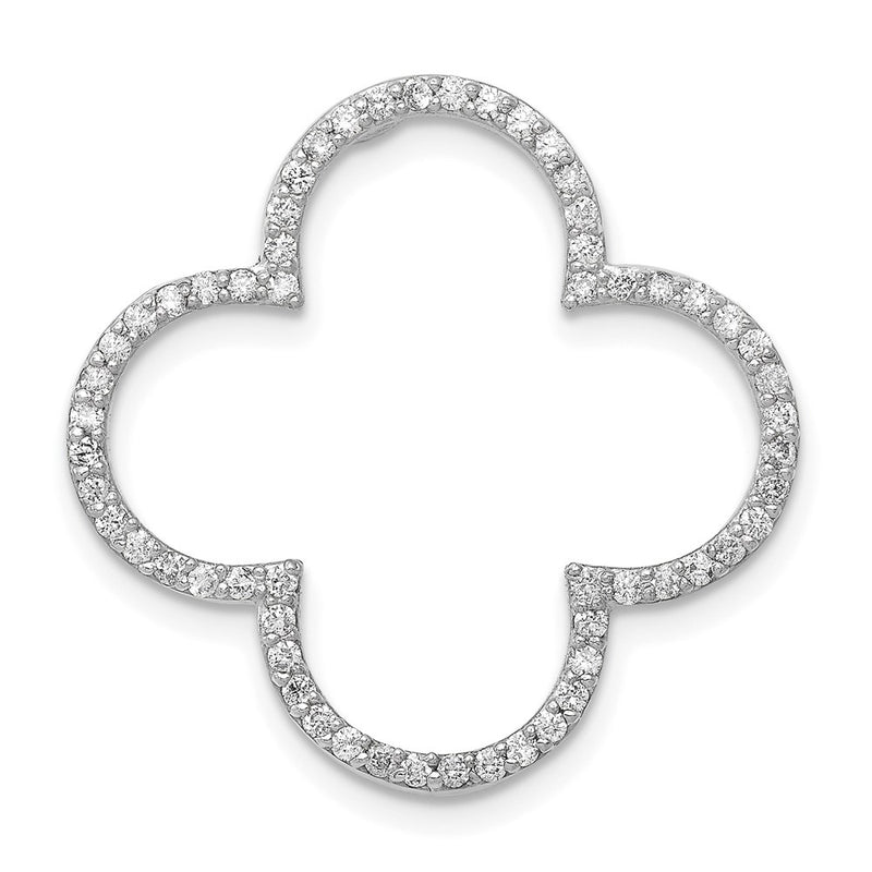 14k white gold medium real diamond quatrefoil design pendant xp5049waa