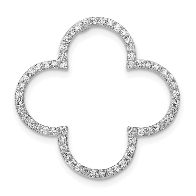 14k White Gold Medium Diamond Quatrefoil Design Pendant
