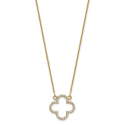 14k yellow gold small real diamond quatrefoil design necklace xp5050aaa