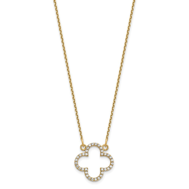14k yellow gold small real diamond quatrefoil design necklace xp5050aaa