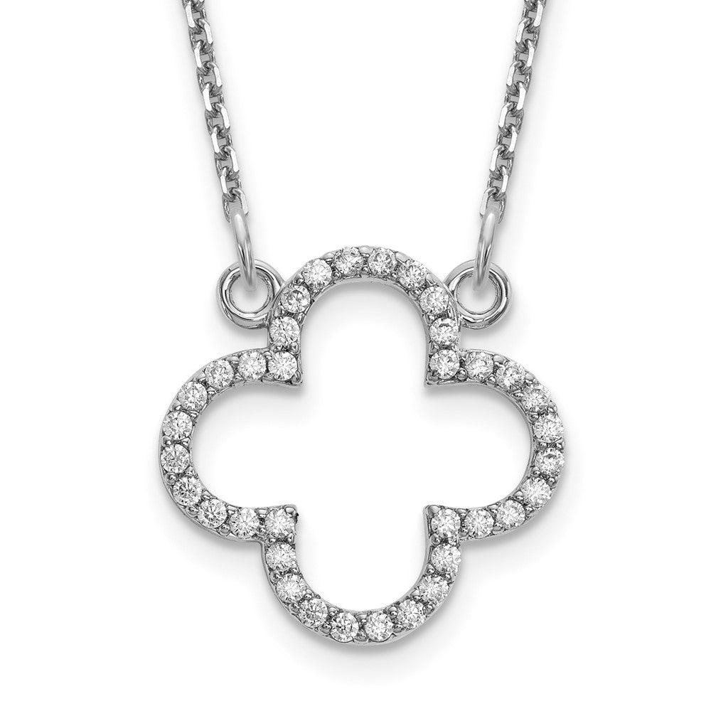 14k white gold small real diamond quatrefoil design necklace xp5050waaa