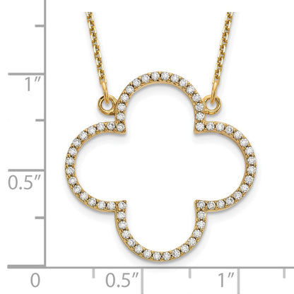 14k yellow gold medium real diamond quatrefoil design necklace xp5051vs