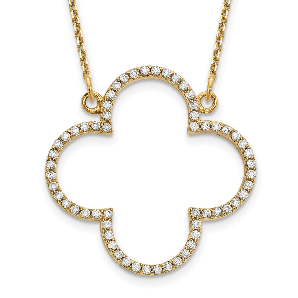 14k yellow gold medium real diamond quatrefoil design necklace xp5051vs